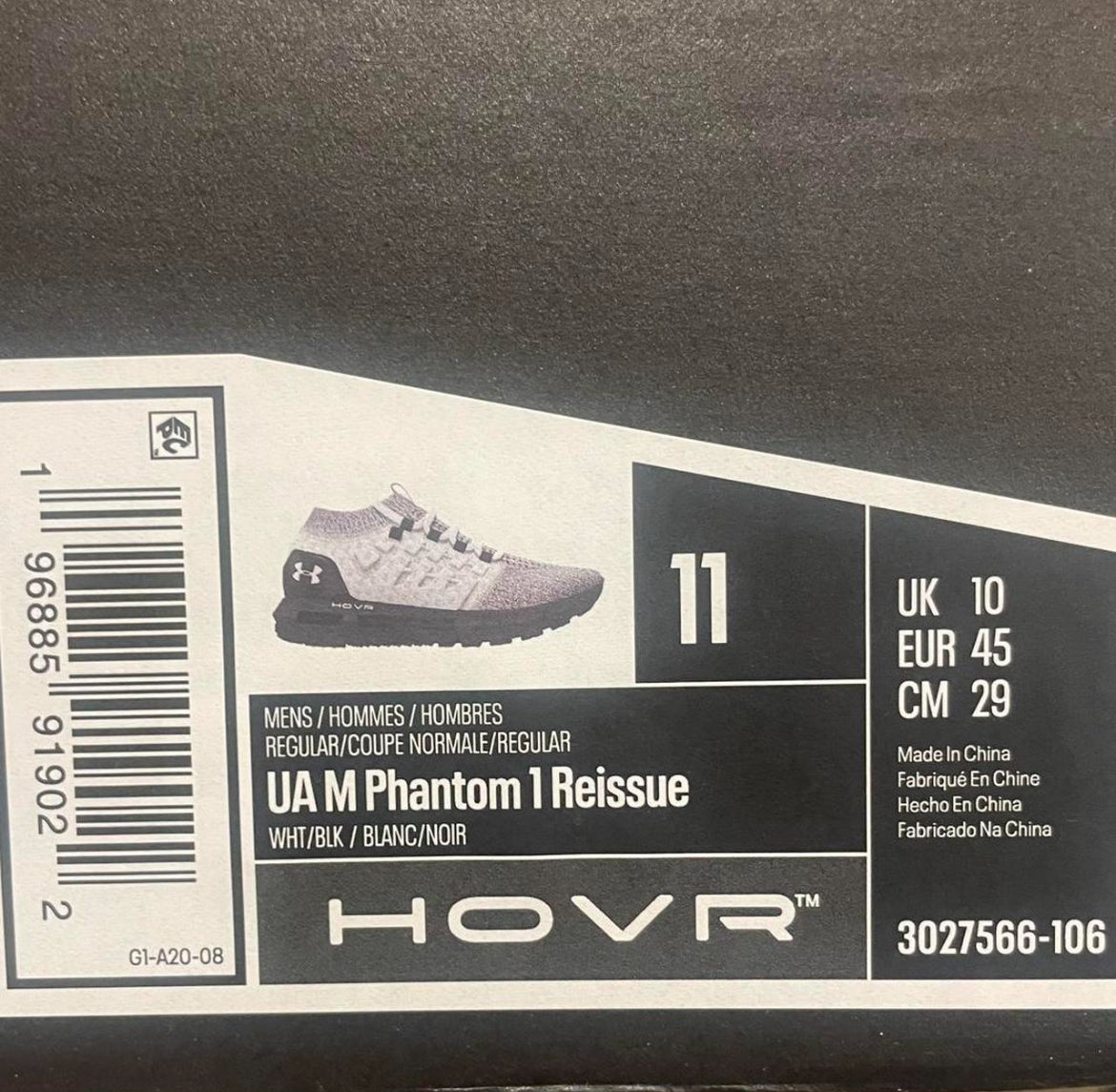 3027566-106 Under Armour M Phantom 1 Reissue ‘White Black’ (2024)