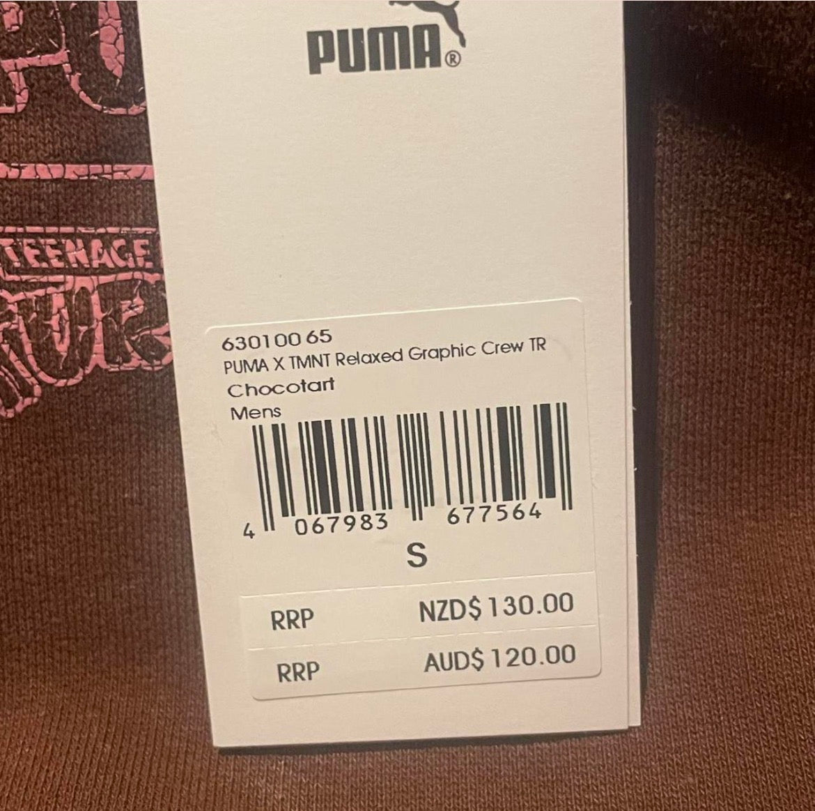 630100-65 PUMA x TMNT Relaxed Graphic Crewneck Sweater ‘Chocotart’ (2025)