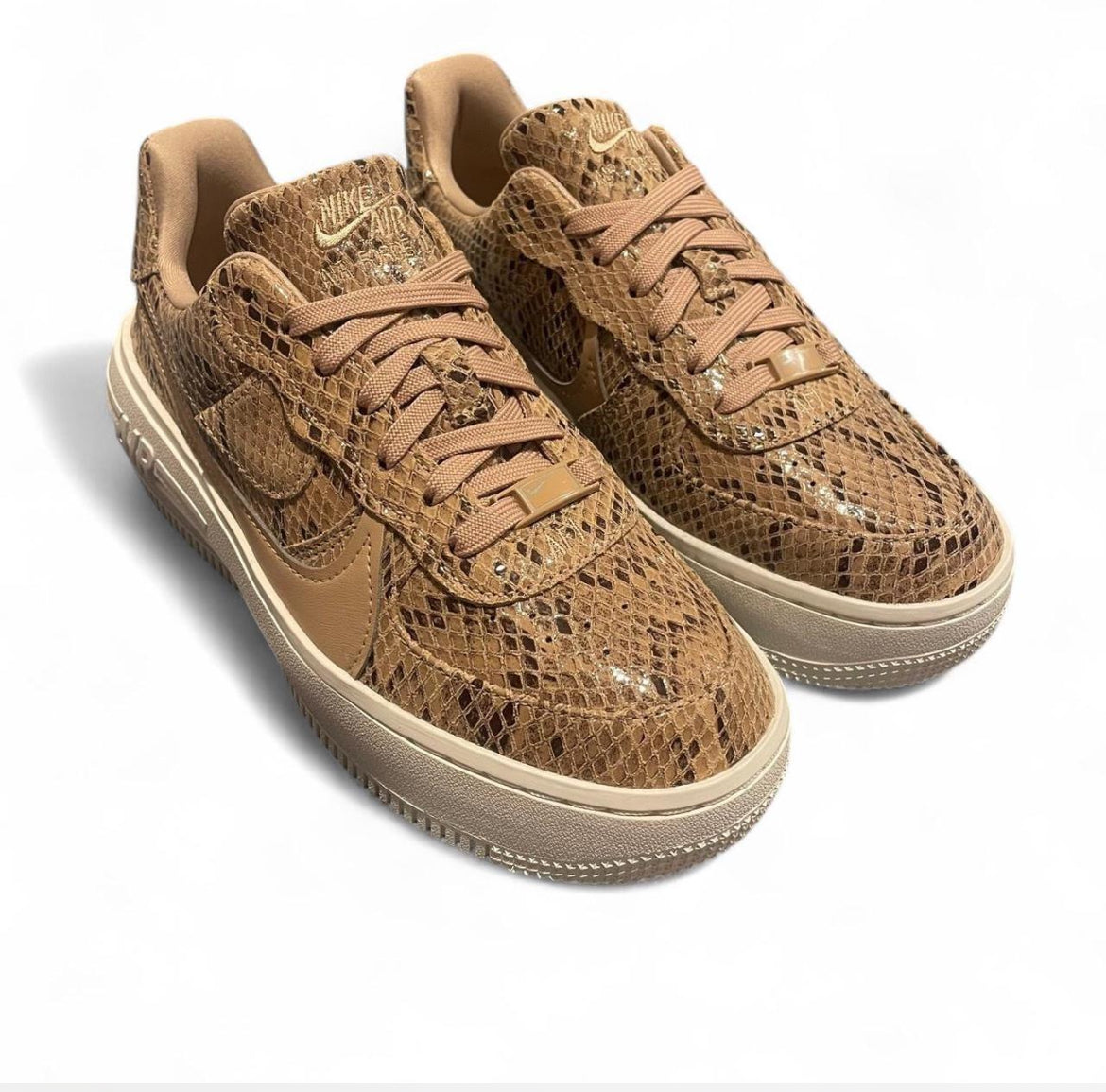 FJ4965-200 Nike Air Force 1 PLT.AF.ORM (Womens) ‘Brown Snakeskin Print’ (2023)
