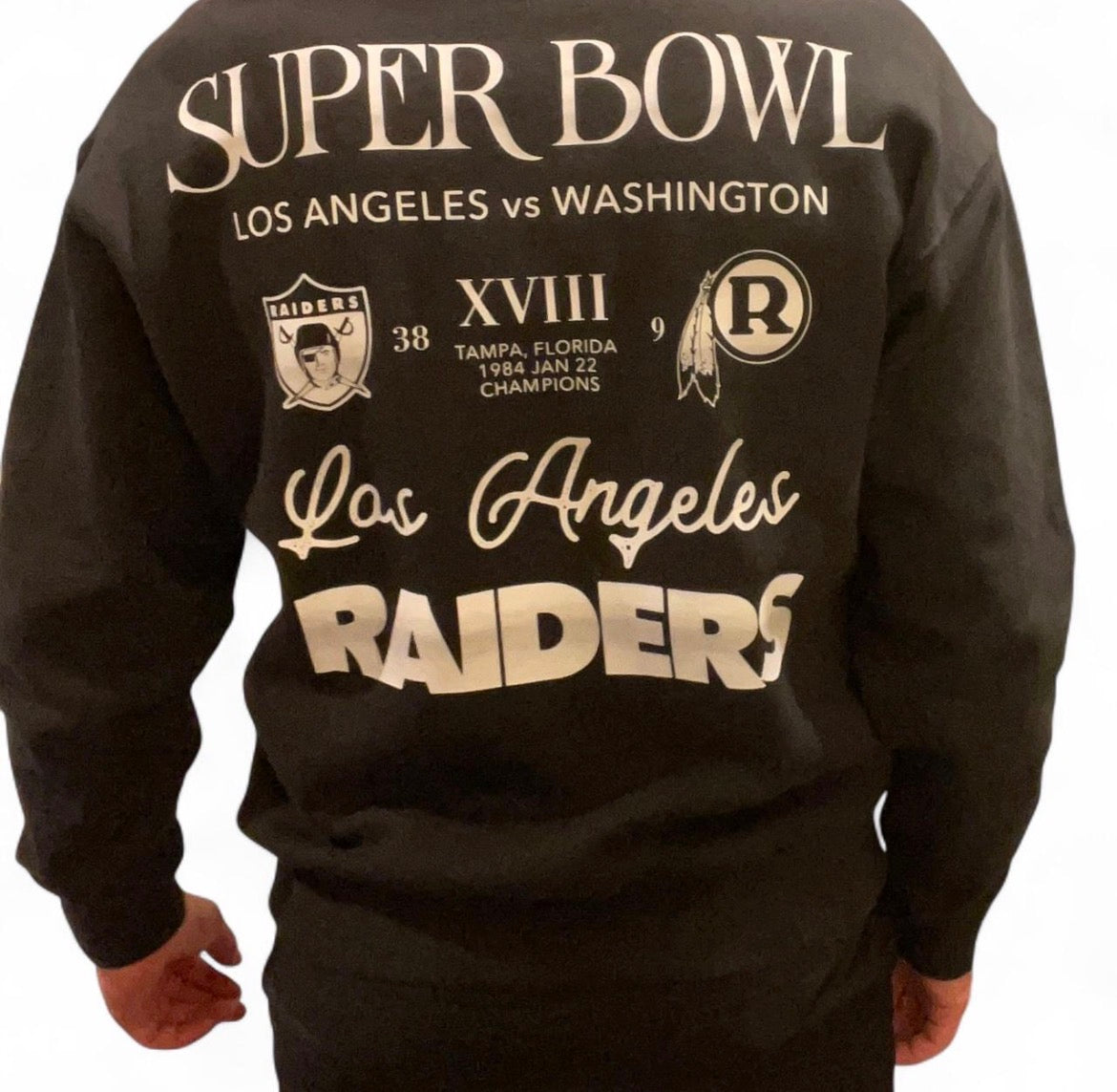 MNLR2108-920 Mitchell & Ness NFL LA Raiders Superbowl Champions Crewneck Sweater ‘Black White’ (2024)