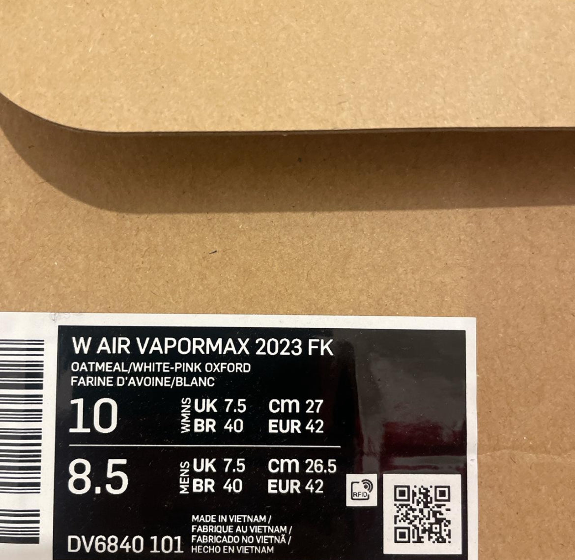 DV6840-101 Nike Air Vapormax 2023 Flyknit (Womens) ‘Oatmeal Pearl Pink’ (2023)