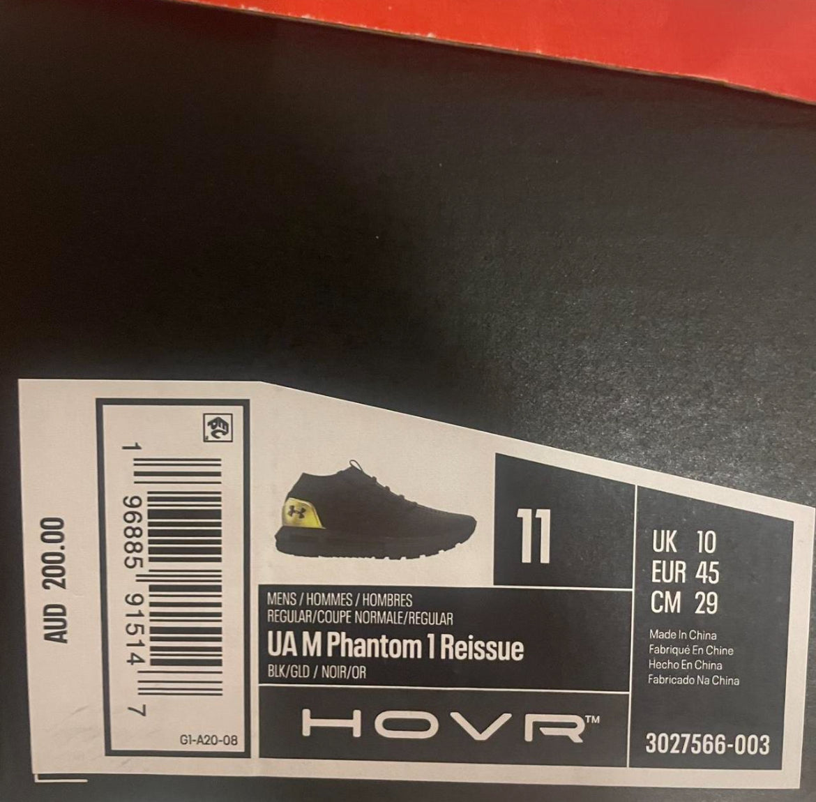 3027566-003 Under Armour HOVR Phantom 1 Reissue ‘Black Metallic Gold’ (2024)