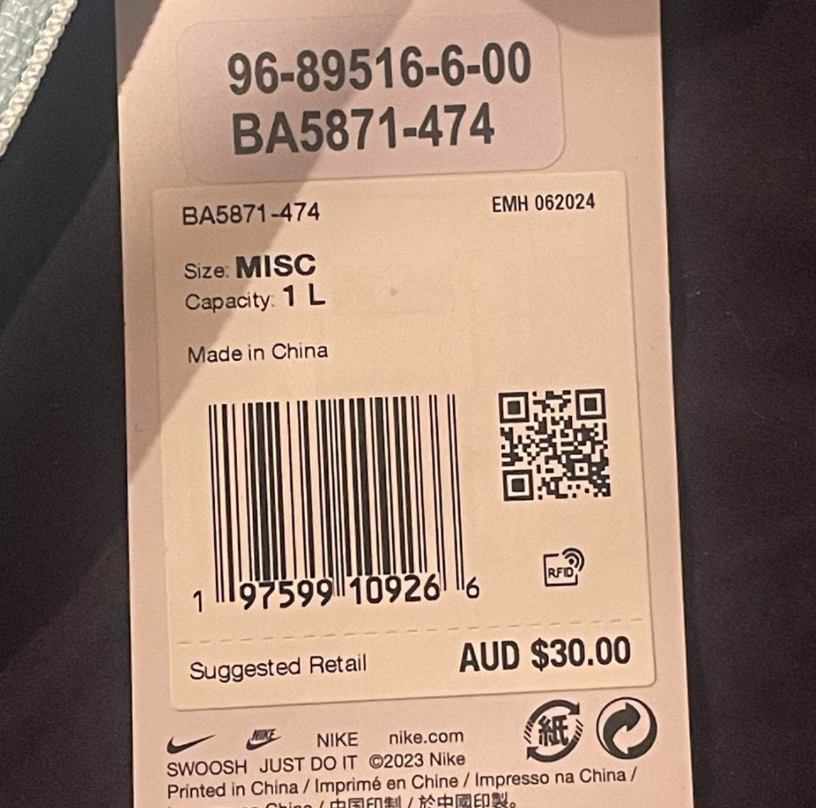 BA5871-474 Nike Heritage Crossbody Bag ‘Glacier Blue’ (2024)