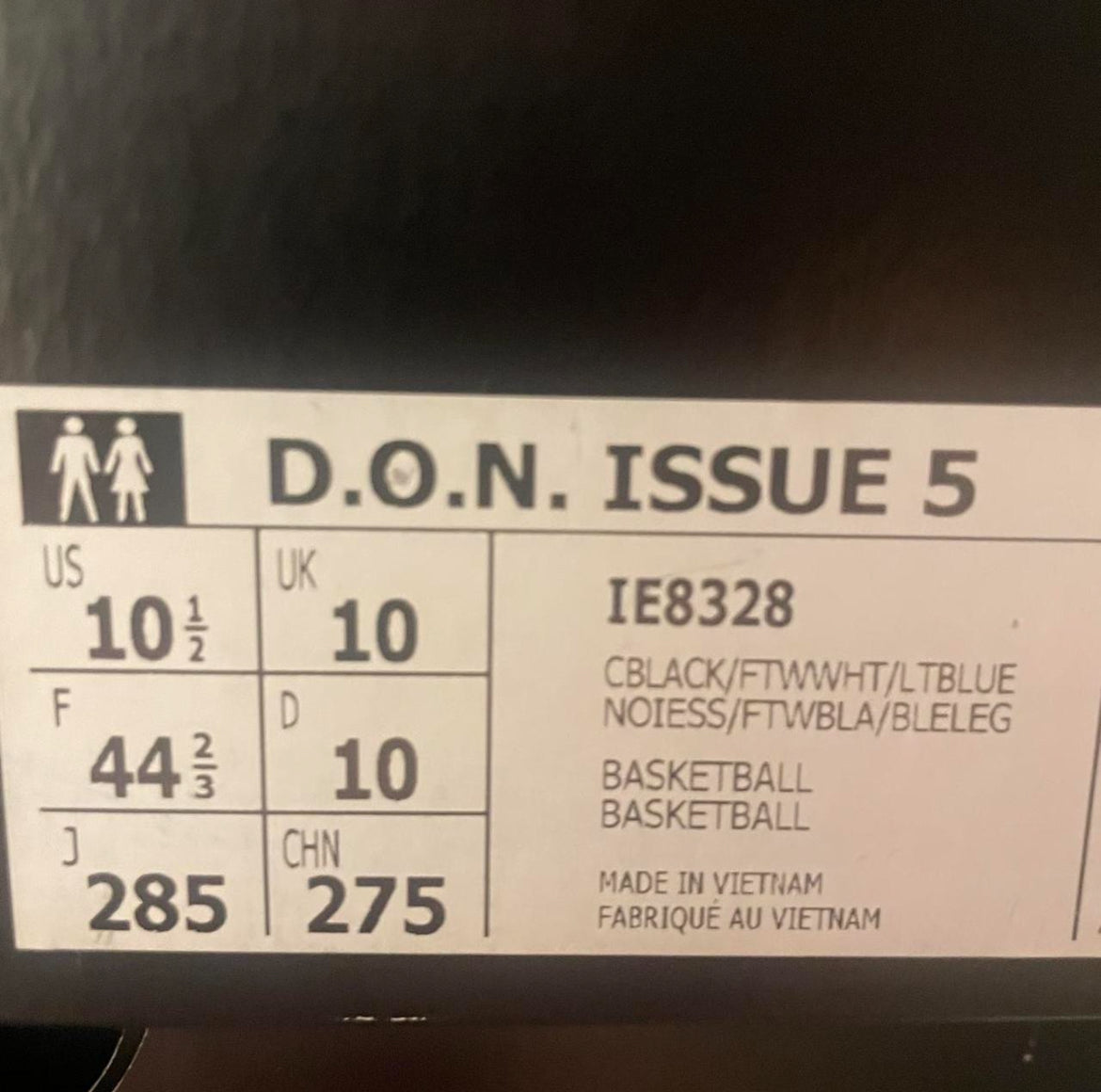 IE8328 Adidas D.O.N. Issue #5 ‘Core Black Cloud White Light Blue’ (2023)