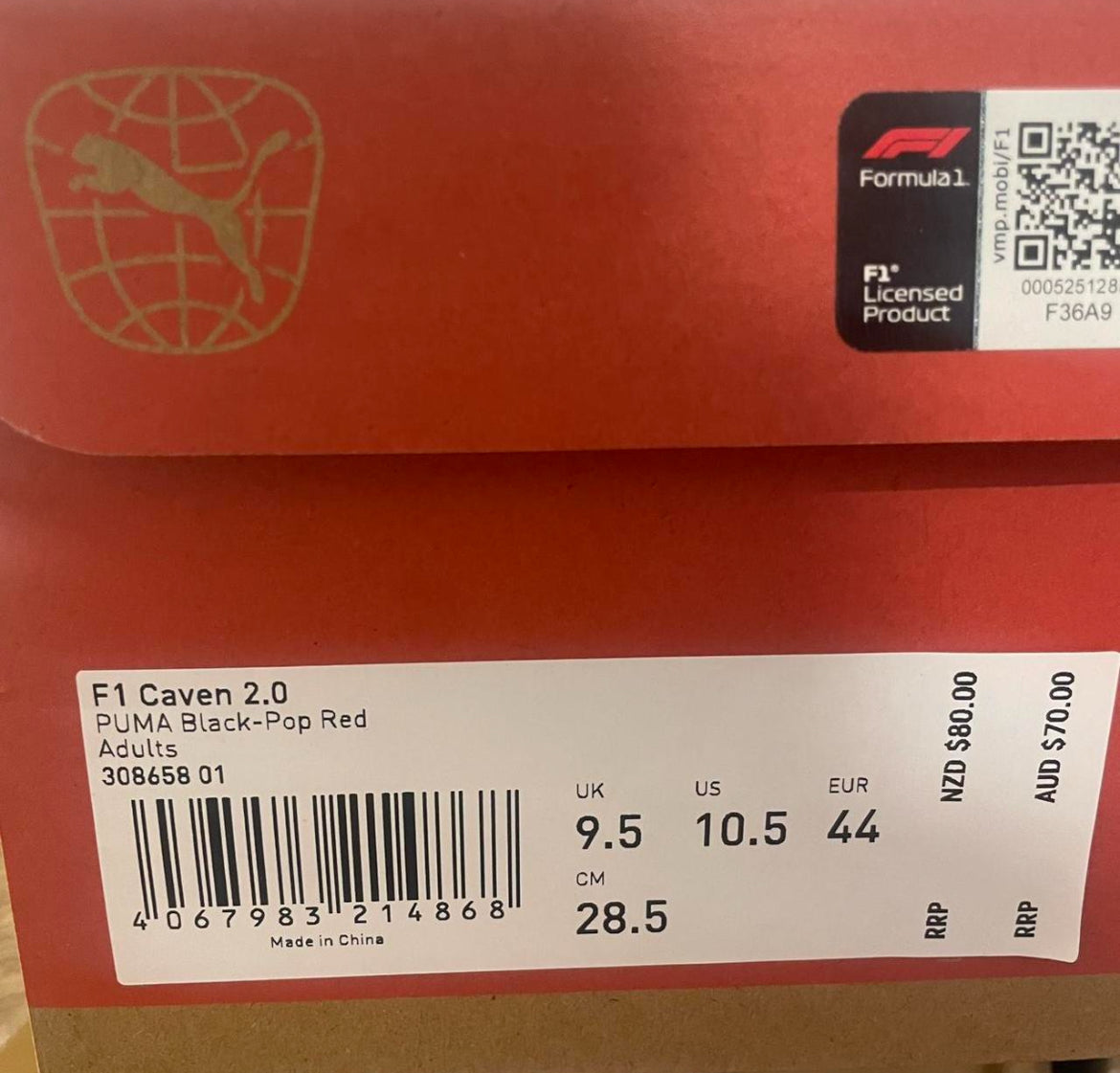 308658-01 Puma F1 Caven 2.0 ‘Black Pop Red’ (2024)