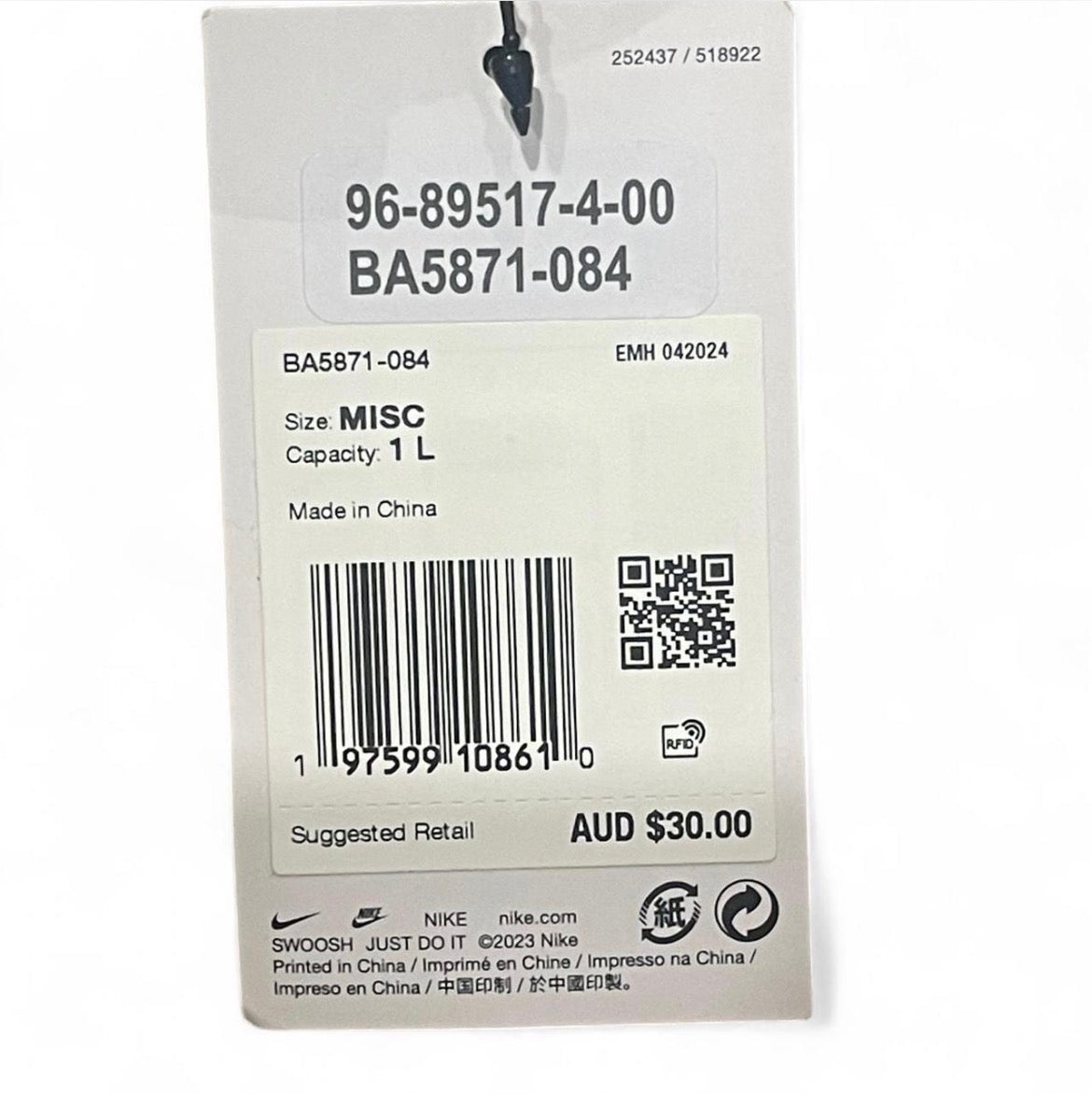 BA5871-084 Nike Heritage Cross-Body Bag ‘Smoke Grey Summit White’ (2024)